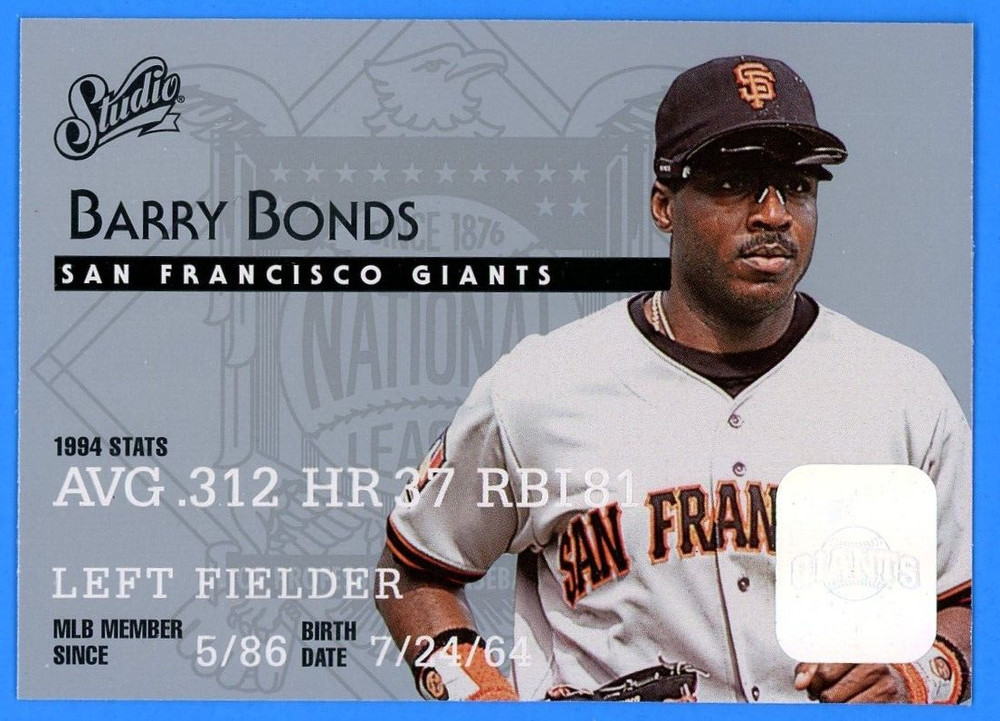1995 Donruss Studio Platinum Barry Bonds Credit Card Facsimile Auto #7 of 25