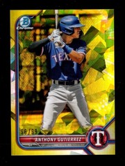 2022 BOWMAN CHROME SAPPHIRE YELLOW BDC110 ANTHONY GUTIERREZ 96/99 RANGERS