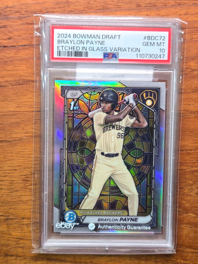 BRAYLON PAYNE 2024 Bowman Chrome 1st #BDC-72 Eteched In Glass SSP PSA 10