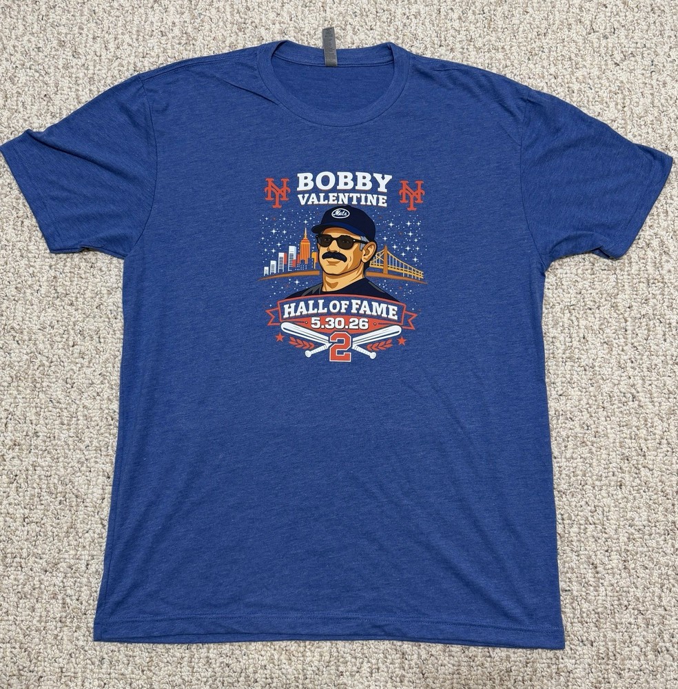 Bobby Valentine New York Mets Hall Of Fame T-Shirt Size Large L MLB HOF NYM