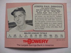 1972 Bowery Bank Joe DiMaggio New York Yankees Baseball Card EX – EX+