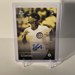 2025 Topps Black and White #100-A Kevin Alcántara Yellow Auto /75 Rookie Auto