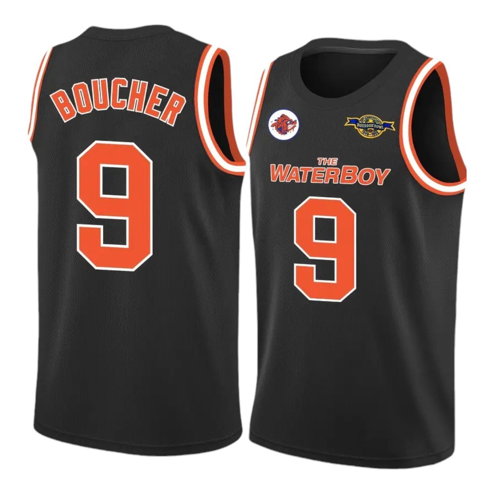 The Waterboy Bobby Boucher #9 Basketball Jersey Adam Sandler Black X-LARGE XL