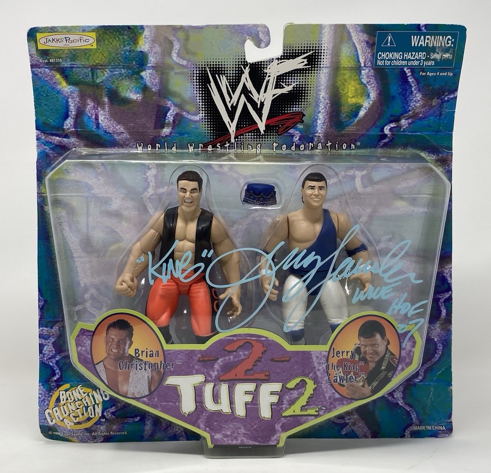 2 Tuff 2 JERRY LAWLER Signed Wrestling Jakks Toy Action Figure Autograph JSA COA