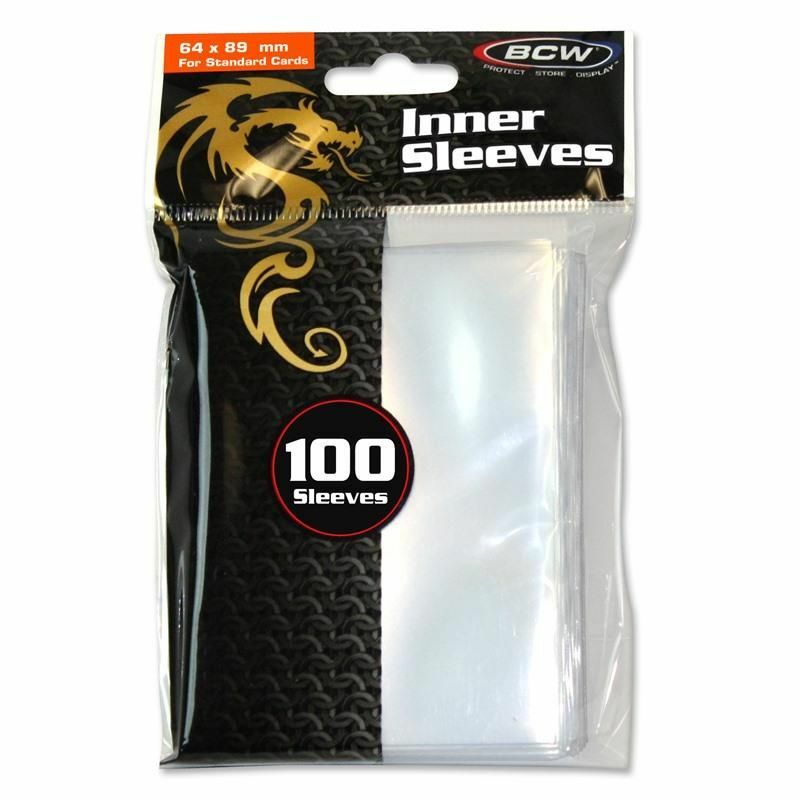 Pack of 100 BCW 64mm X 89mm Inner Sleeves for Gaming Cards~Loads on Short Side