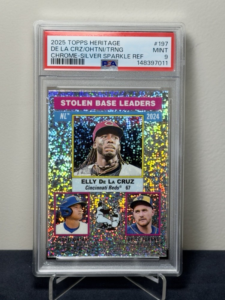 2025 Topps Chrome Silver Sparkle SB Leaders Shohei Ohtani, Elly, Brice Turang