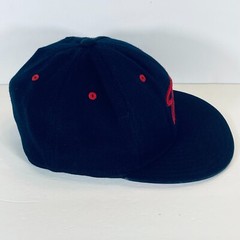 Miami Heat NBA Addidas Baseball Hat Cap Fitted SZ S/M Black Flat Bill Navy Red