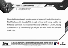 2026 Topps Now Card 94 Munetaka Murakami 1st Grand Slam -25 Cents Shipping!