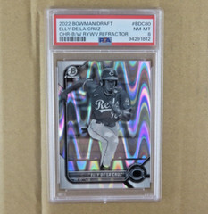 ELLY DE LA CRUZ 2022 Bowman Draft Chrome B&W Raywave Refractor PSA 8 NM-MT BDC80