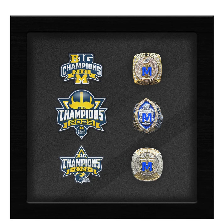 2023/22/21 Wolverines Go Blue Football Big Ten National Team 3Rings With Box Set