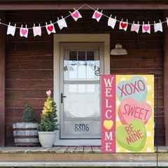colorlife Candy Love Hearts Welcome Garden Flag 12×18 Inch Double Sided Outside