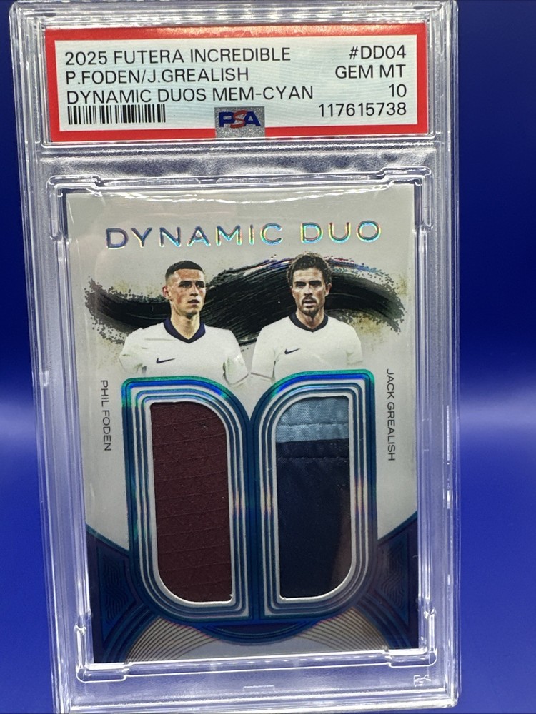 2025 Futera Incredible PHIL FODEN + JACK GREALISH Dynamic Duos Match Worn PSA 10