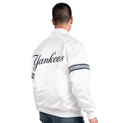 New York Yankees Starter Power Forward Vintage Full Snap Satin Jacket-White