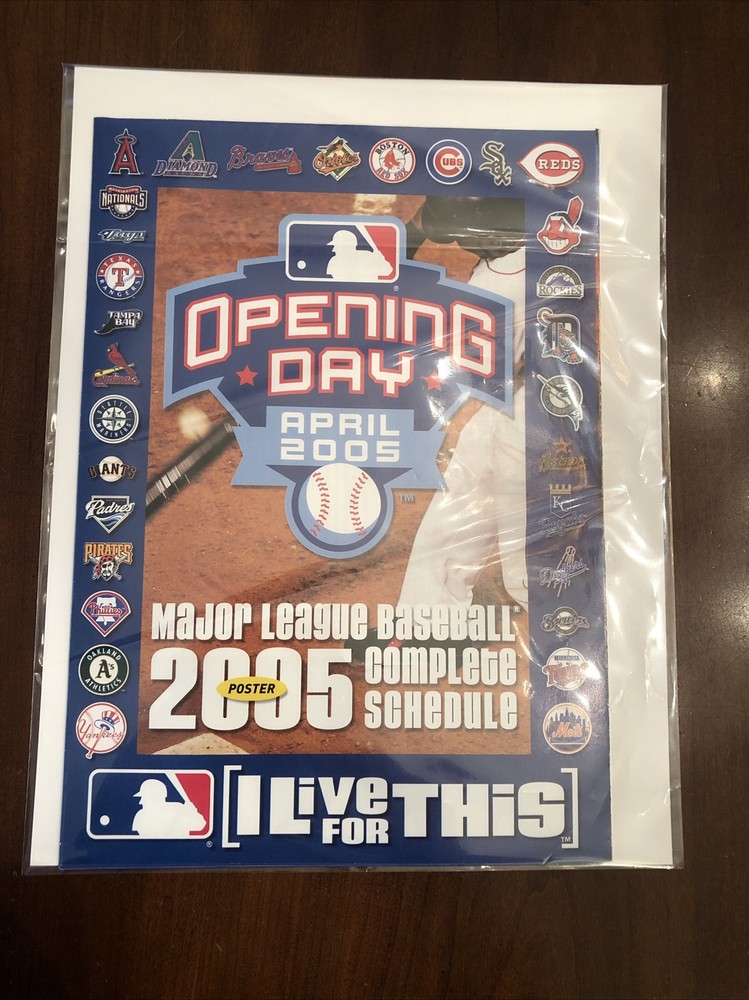 April 2005 MLB Opening Day Promo Poster, Cards & Schedule. Free Shipping.