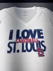 St Louis Cardinals MLB Women&rsquo;s Soft as a Grape White Soft Cotton V-Neck T-Shirt