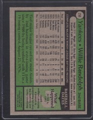 1979 Topps #250 Willie Randolph Near Mint , Free Shipping