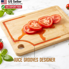 VIVIGU Bamboo Cutting Board Set 3 Piece Juice Groove Wood FROM USA