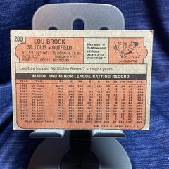 Topps 1972 Lou Brock #200 St. Louis Cardinals MLB Baseball Base Set Card