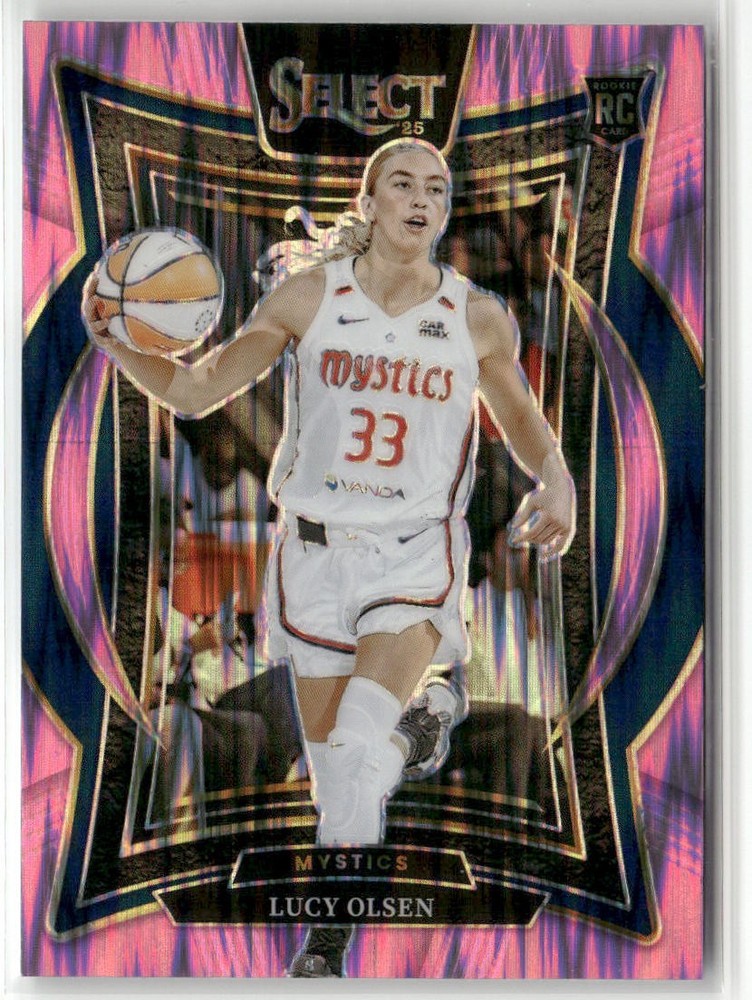 2025 PANINI SELECT WNBA #40 LUCY OLSEN PINK FLASH PRIZMS MYSTICS ROOKIE