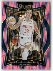2025 PANINI SELECT WNBA #40 LUCY OLSEN PINK FLASH PRIZMS MYSTICS ROOKIE