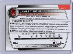 James Tibbs III 2025 Bowman #BCP-39 Chrome Prospects Purple Refractor #/250