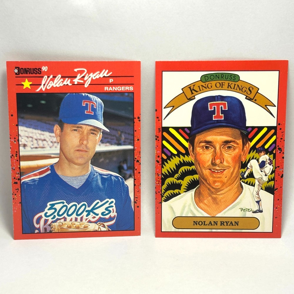 Lot (2) 1990 Donruss- Nolan Ryan King of Kings 5000 K&rsquo;s #665 #659 Reversed Backs