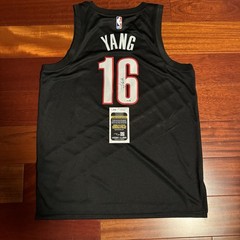 Yang Hansen Signed Autographed Portland Trail Blazers Jersey JSA COA
