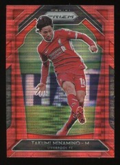 2020-21 Panini Prizm #251 Takumi Minamino EPL Prizms Red Pulsar – Liverpool