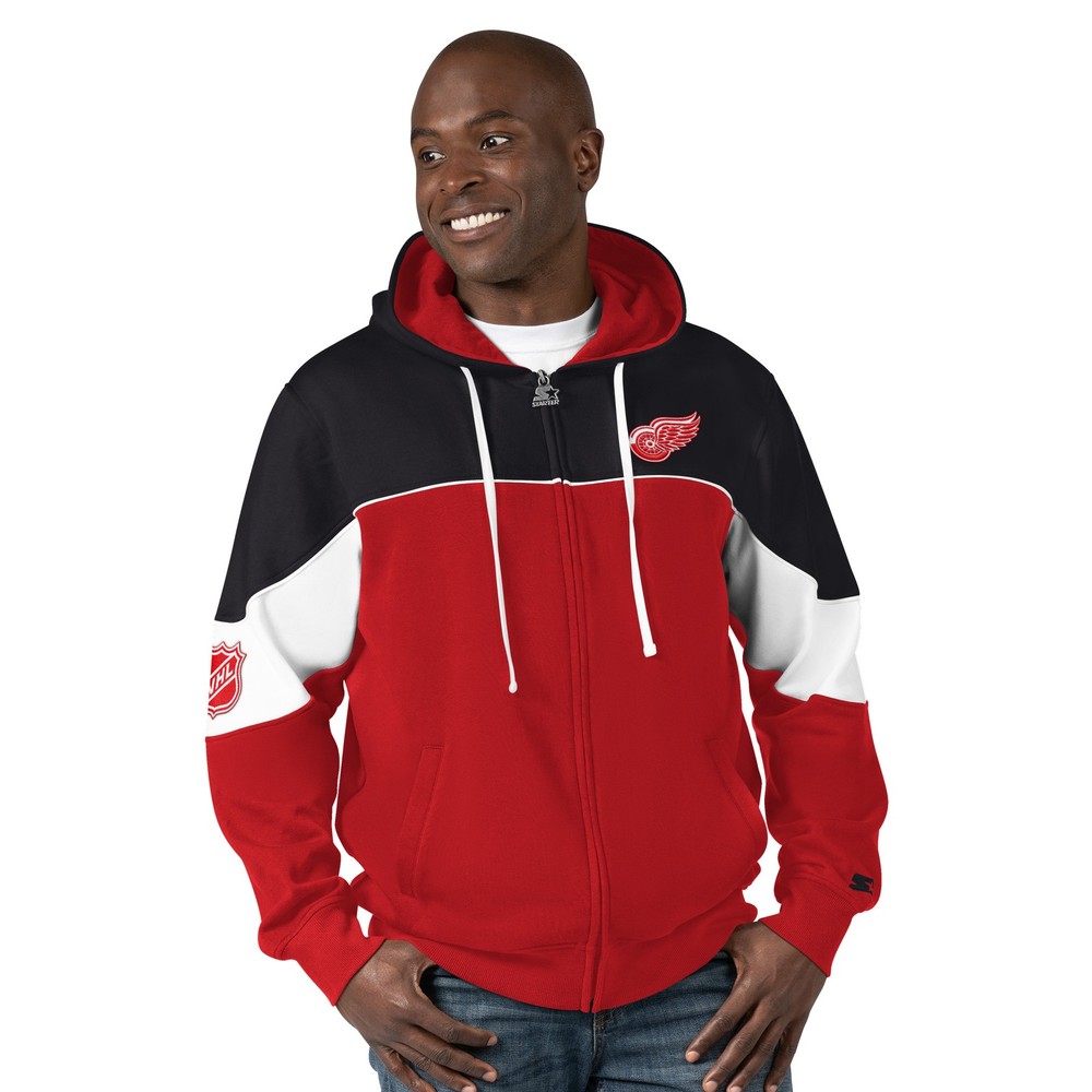 Men&rsquo;s Starter Red/Black Detroit Red Wings Power Forward Full-Zip Hoodie