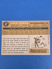 1960 Topps RC #67 Jose Pagan San Francisco Giants BASEBALL Card 4A