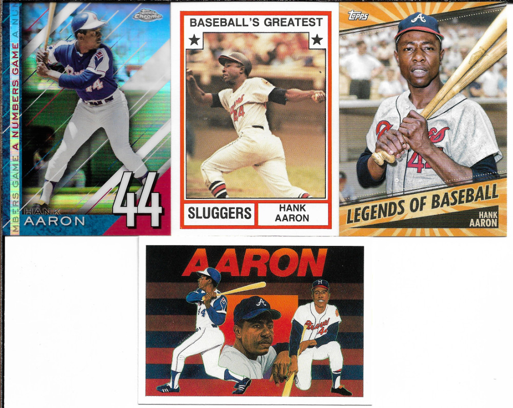 Hank Aaron 4 Card Lot with Legends of the Game & A Numbers Game NM