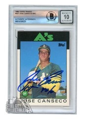 Jose Canseco 1986 Topps Traded « 1st 40/40 » Autograph Rookie Card XRC #20T BAS 10