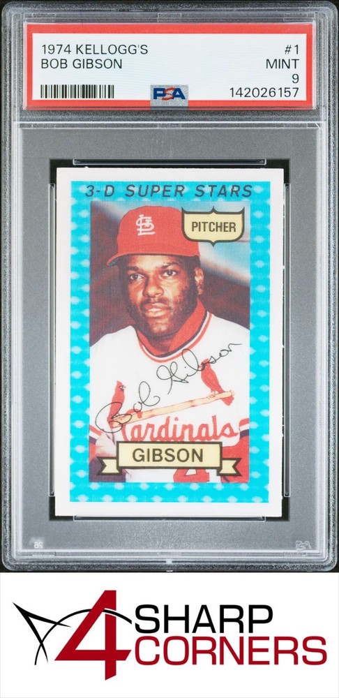 1974 KELLOGG&rsquo;S #1 BOB GIBSON CARDINALS HOF PSA 9