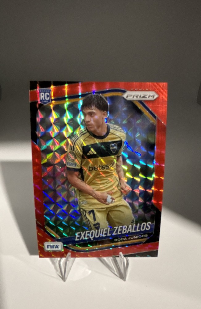 2025-26 Panini Prizm FIFA Exequiel Zeballos Red Mosaic Prizm #174 RC
