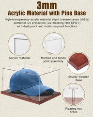 Hat Display Case, Acrylic Baseball Cap Display Box, UV Fade Protection, Solid…