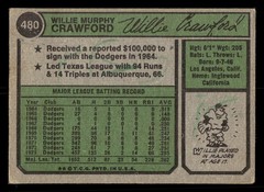1974 Topps #480 Willie Crawford – Los Angeles Dodgers (MARKED)