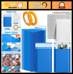302 Pcs Trading Card Shipping Protector Set – 200 Precut Inserts, 100 Bubble Mai
