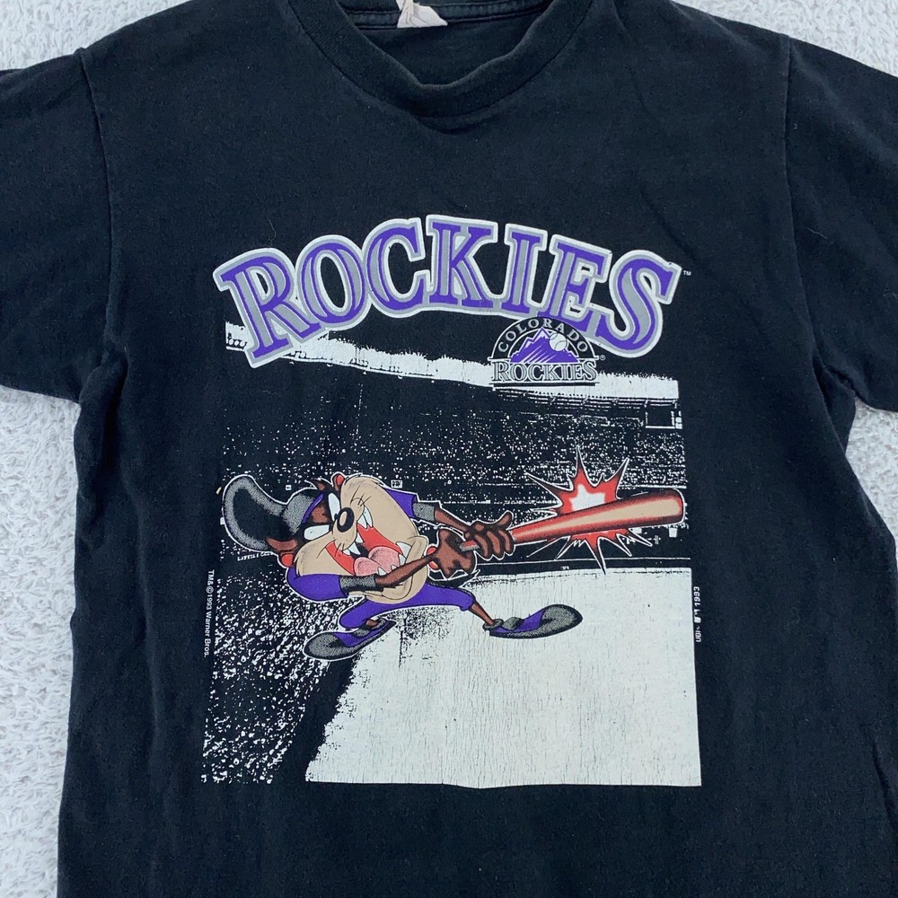 Vintage 90s Taz Colorado Rockies Looney Tunes T-Shirt XXS MLB Baseball Cartoon