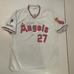 MLB Mike Trout #27 California Angels White Throwback PROMO Jersey Men&rsquo;s XL