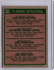 1975 Topps #616 1975 Rookie Outfielders (Augustine/Mangual/Jim Rice/Scott)