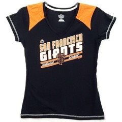 Majestic San Francisco Giants Shirt Womens Medium Black 100% Cotton Short Sleeve