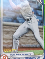 2024 Bowman George Lombard Jr. 1st Bowman Neon Green 5/399 #BP-79 Yankees