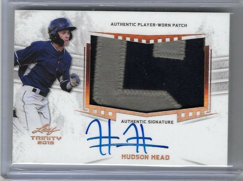 2019 Leaf Trinity HUDSON HEAD 2 Color Letter Patch Bronze Foil Auto RC Pirates