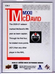 2020-21 Upper Deck Extended Series Connor McDavid MXXI Card # CM-1