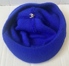 VTG CHILD 22.5” Dodgers Baseball Script Logo MLB Knit Hat Blue Newsboy Brim Pom