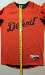 Mens Large Detroit Tigers Majestic Coolbase Shirt 3/4 Sleeve Pullover Zip MLB