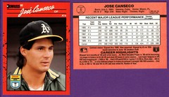 Jose Canseco Oakland Athletics/A&rsquo;s 1990 Donruss Learning Series Oddball Card #6