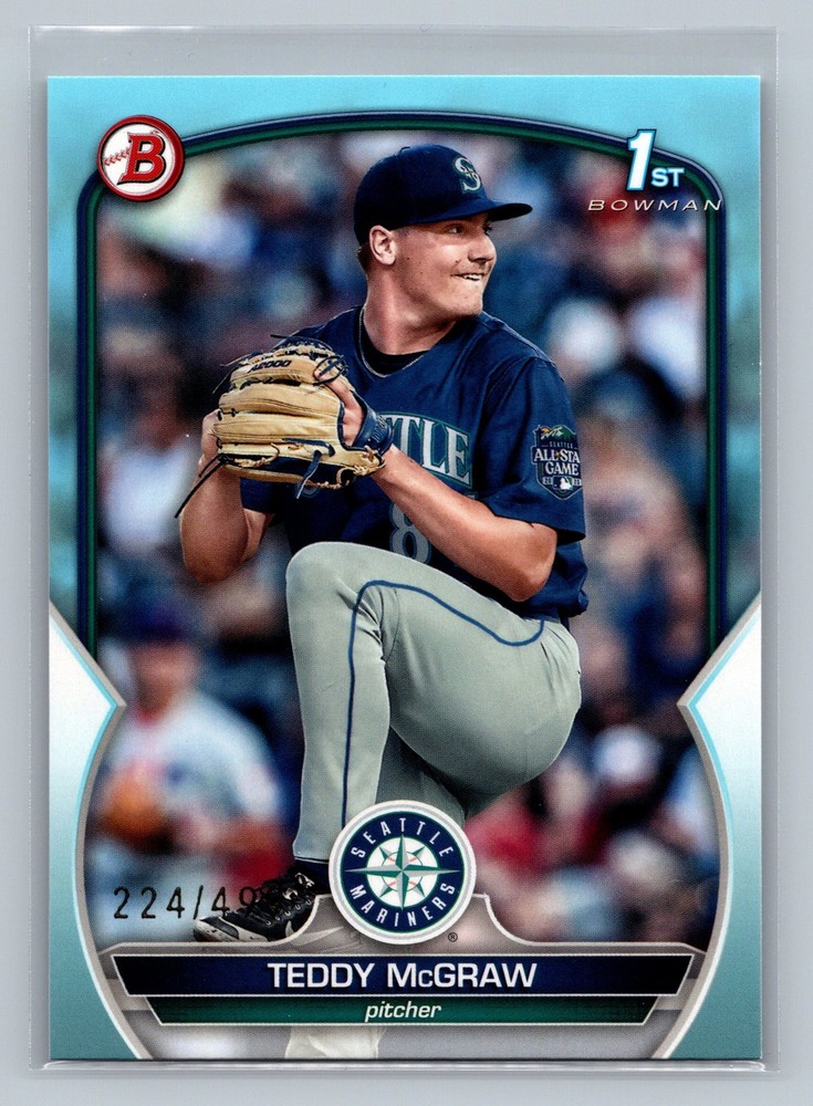 2023 Bowman TEDDY McGRAW🔥/499 Sky Blue Seattle Mariners MLB #BD-73 FAST SHIP