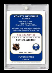 2024-25 Konsta Helenius NHL Draft Day Future Stars Rookie Card #14 Buffalo