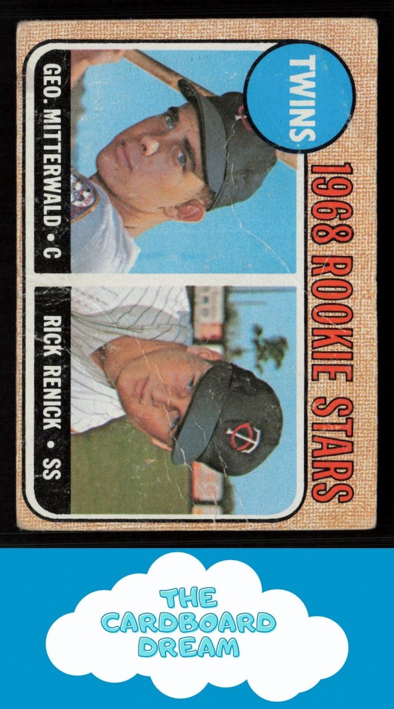George Mitterwald / Rick Renick 1968 Topps #301 RC Minnesota Twins Low-Grade